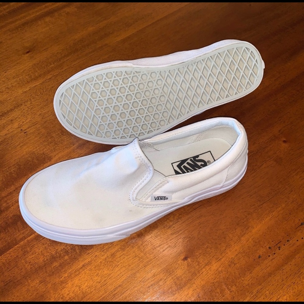 White Vans Slip Ons